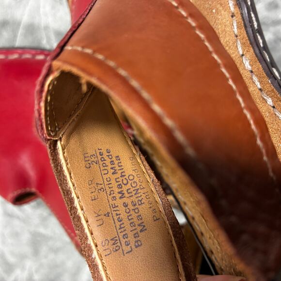 Naturalizer Sandals Womens 6 Red Brown Slingback Leather Western Summer Y2K - Picture 6 of 8